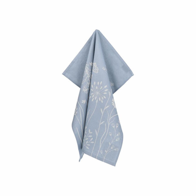 Theedoek Wild Flowers Grijs Blauw