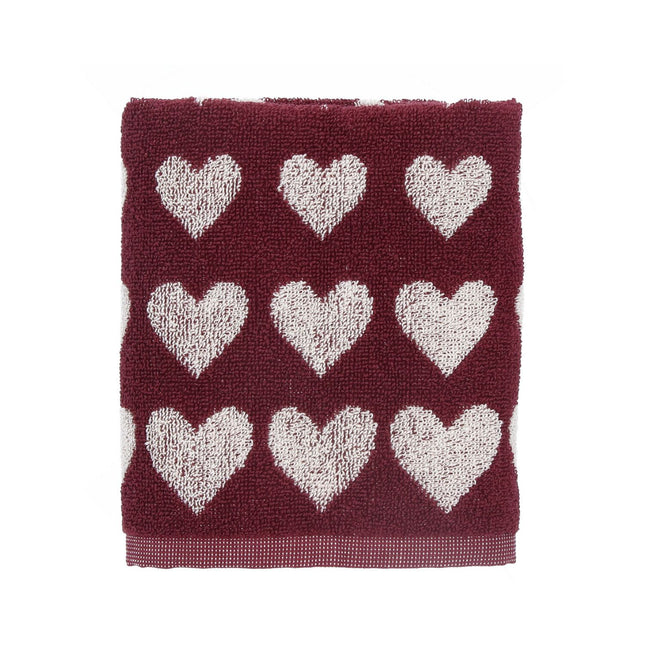 Handdoek Hartjes Burgundy