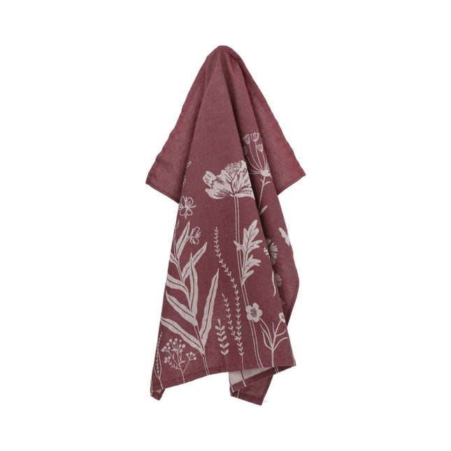 Theedoek Wild Flowers Burgundy