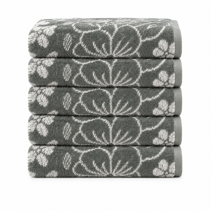 Handdoek Flowerbed Dark Green - set van 5
