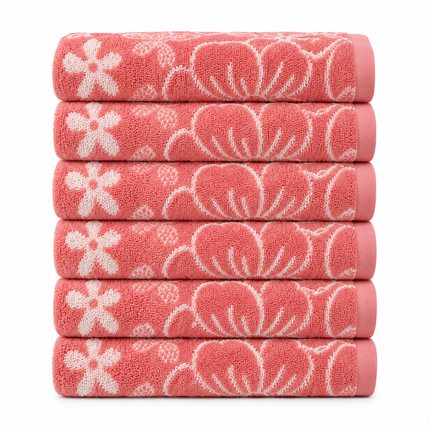 Handdoek Flowerbed Roze - set van 6