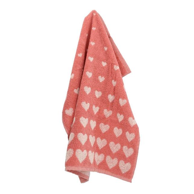 Handdoek Hartjes Pink