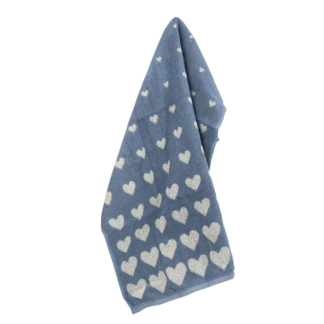 Handdoek Hartjes Grijs Blauw