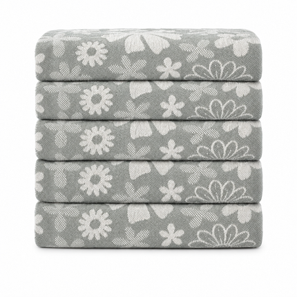 Theedoek Flowerbed Dark Green - set van 5