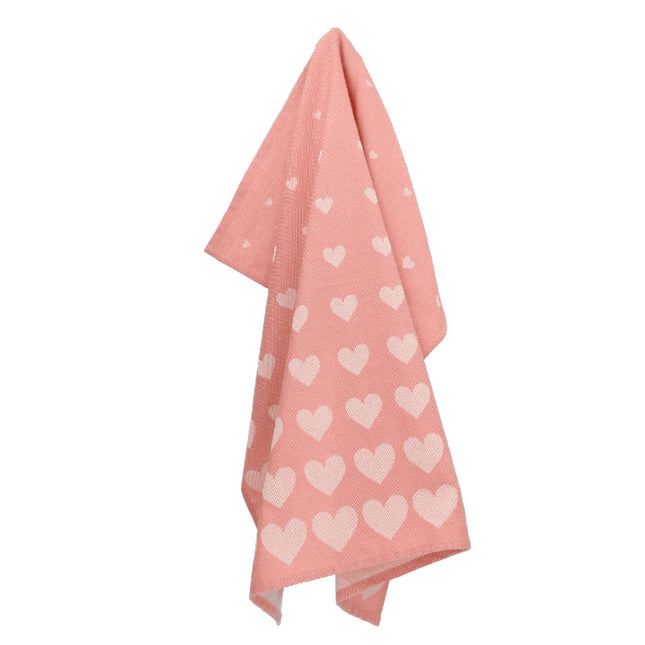 Theedoek Hartjes Pink