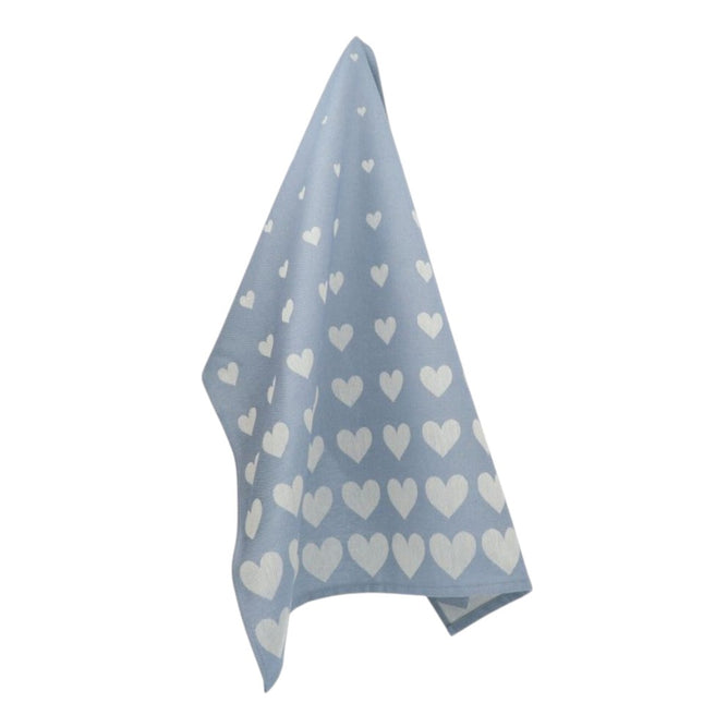 Theedoek Hartjes Grijs Blauw