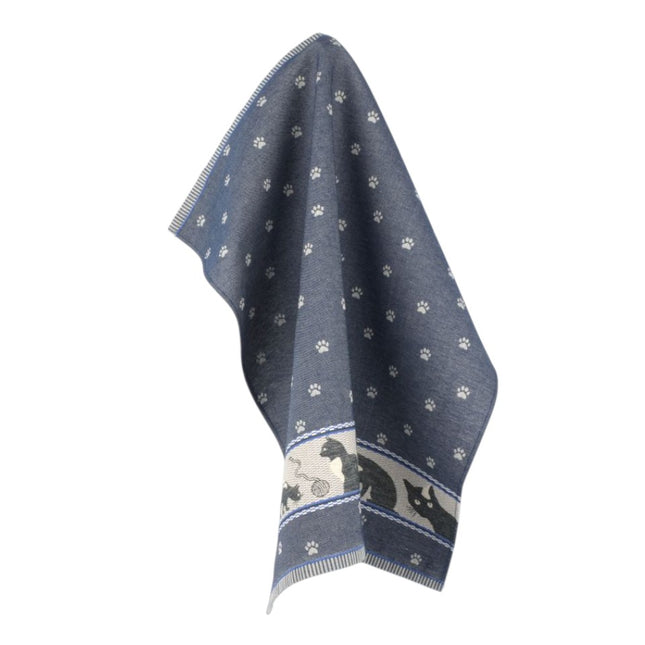 Theedoek Kat Donker blauw