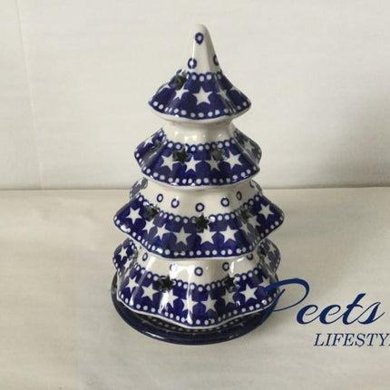 Theelicht kerstboom Blue Star 22 cm