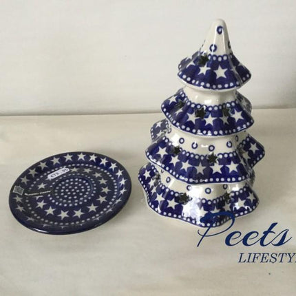 Theelicht kerstboom Blue Star 22 cm